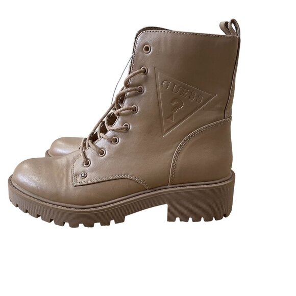 New Guess Combat Boots Women's Size 9 Beige Chunky Lace-Up Boots Polyurethane - Picture 1 of 10